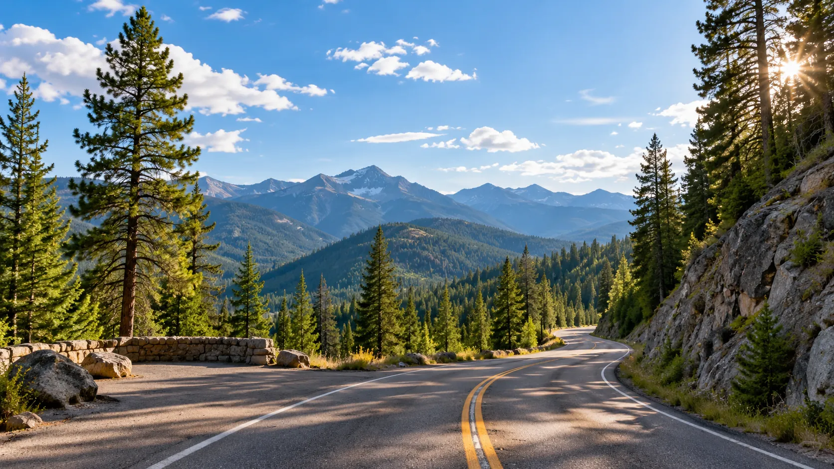 Scenic North Idaho mountain road near Silverwood Lodge