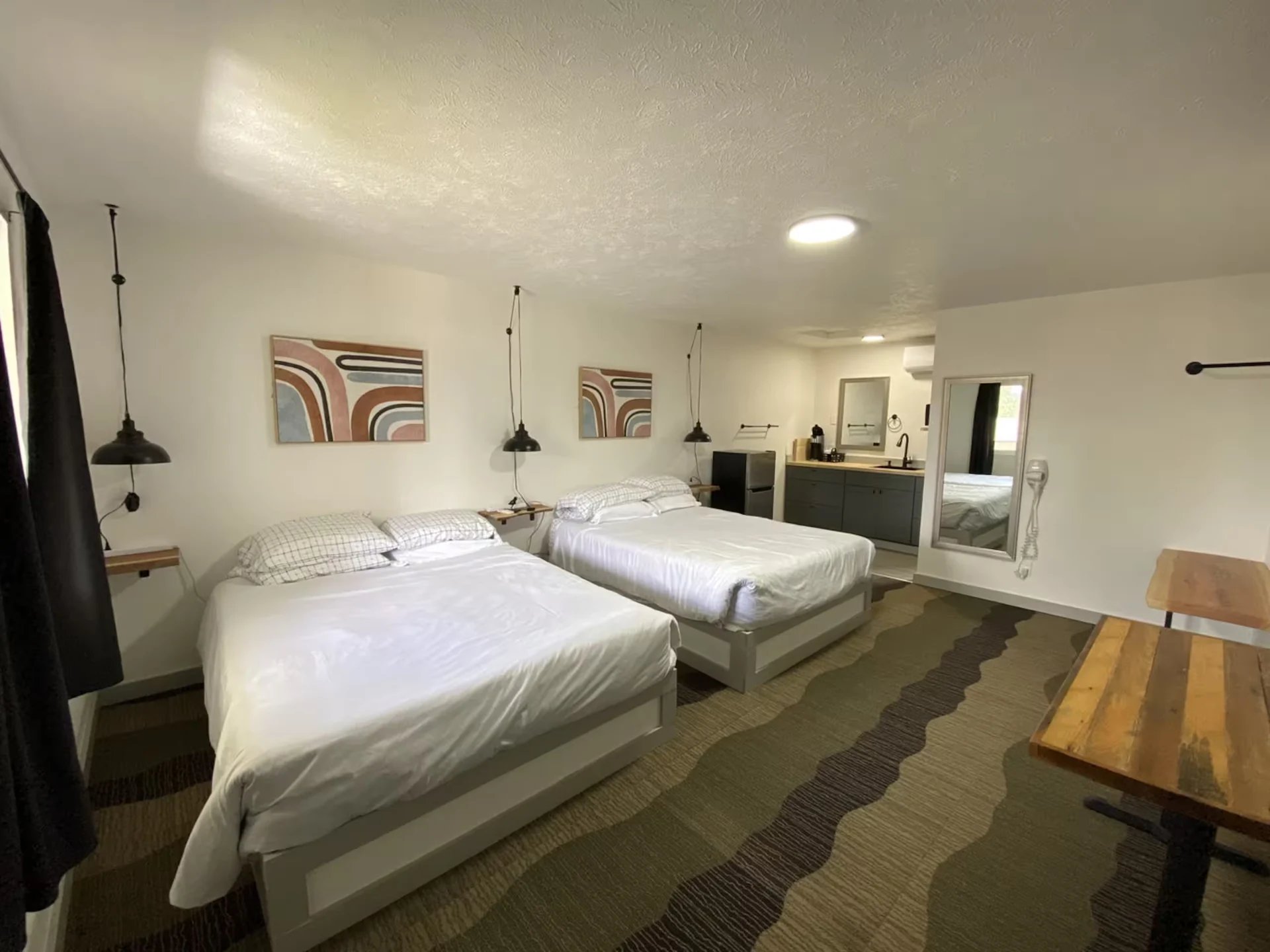 Double queen room at Silverwood Lodge in Athol Idaho